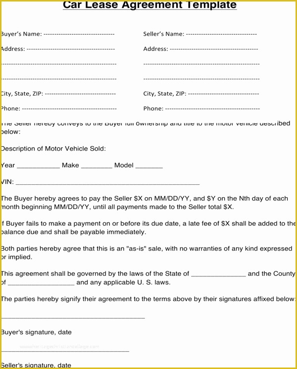 Automobile Lease Agreement Template Free Of Download Car Lease Agreement Template for Free