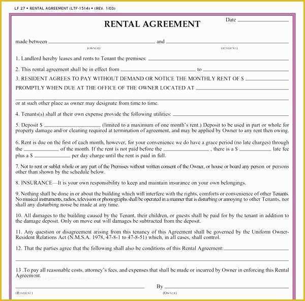 Automobile Lease Agreement Template Free Of House Lease Agreement Template Word Templates Rent Pdf