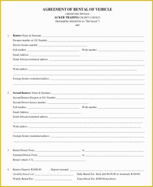 Automobile Lease Agreement Template Free Of Long Term Car Rental Agreement Template