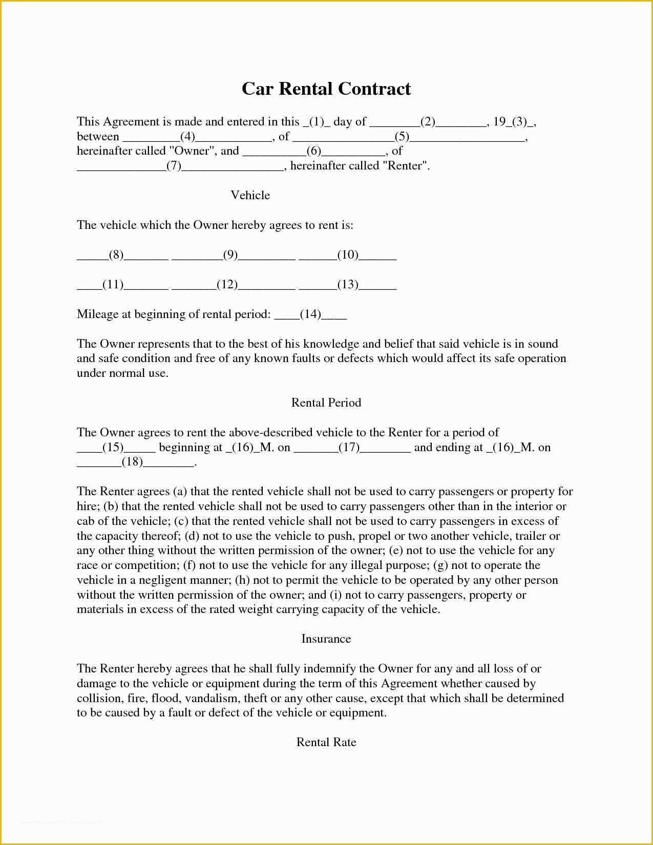 Automobile Lease Agreement Template Free Of Rental Car Agreement forms Free original Best S Car