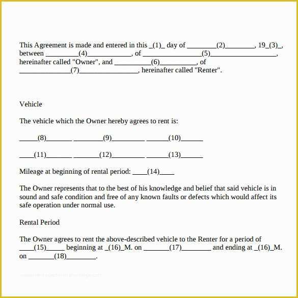 Automobile Lease Agreement Template Free Of Sample Car Rental Agreement 12 Documents In Pdf Word