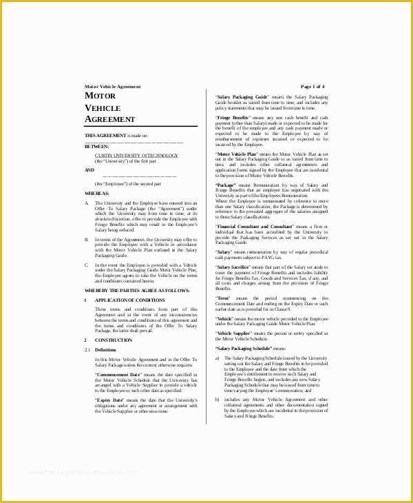 Automobile Lease Agreement Template Free Of Vehicle Lease Template 5 Free Word Pdf Documents