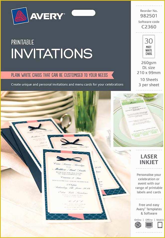 Avery Invitation Templates Free Of Avery White Printable Invitation Cards Dl Size