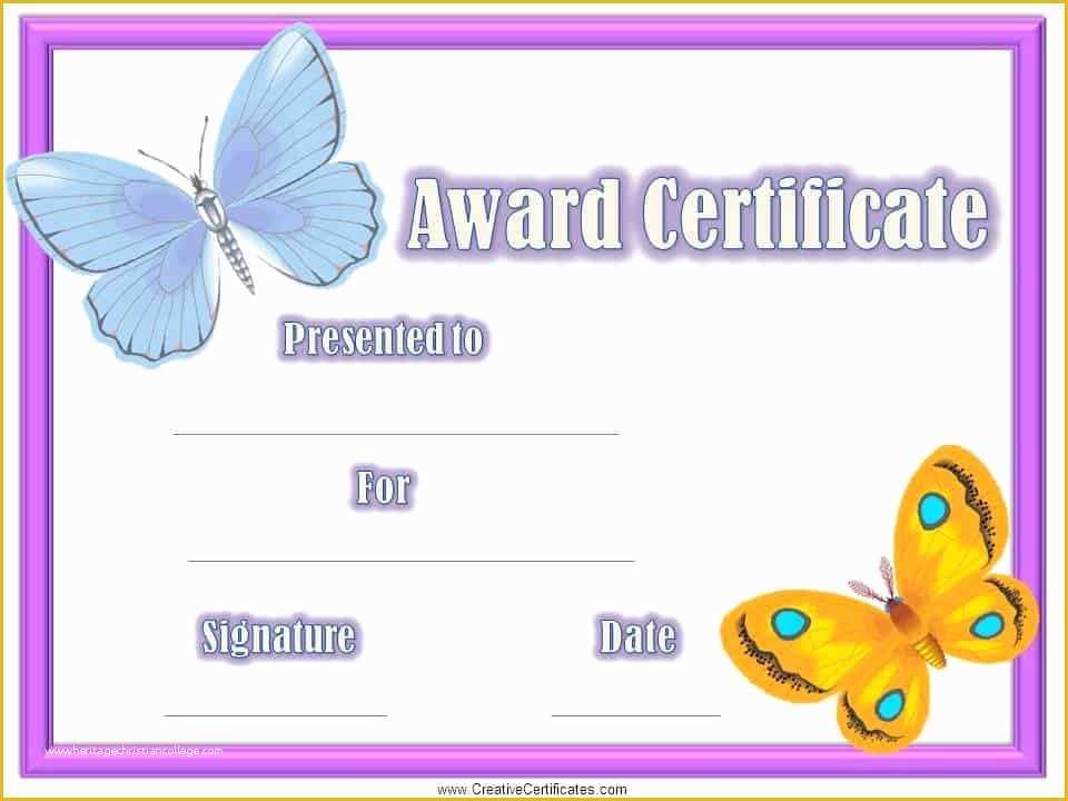 Award Certificate Template Free Of Certificates for Kids Free and Customizable Instant