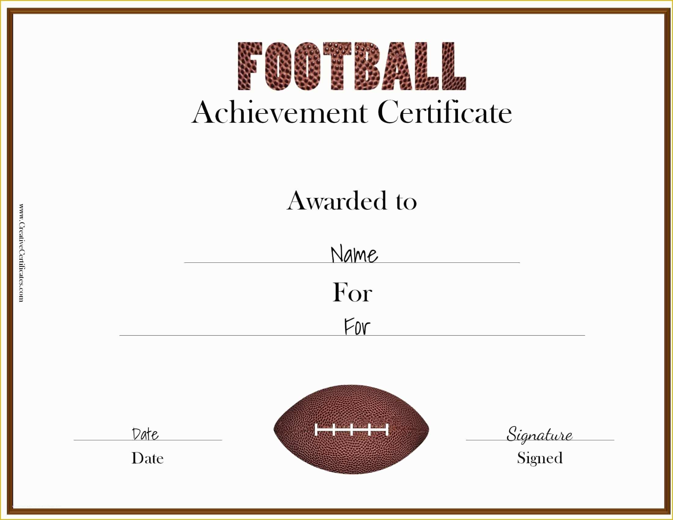 Award Certificate Template Free Of Free Custom Football Certificates