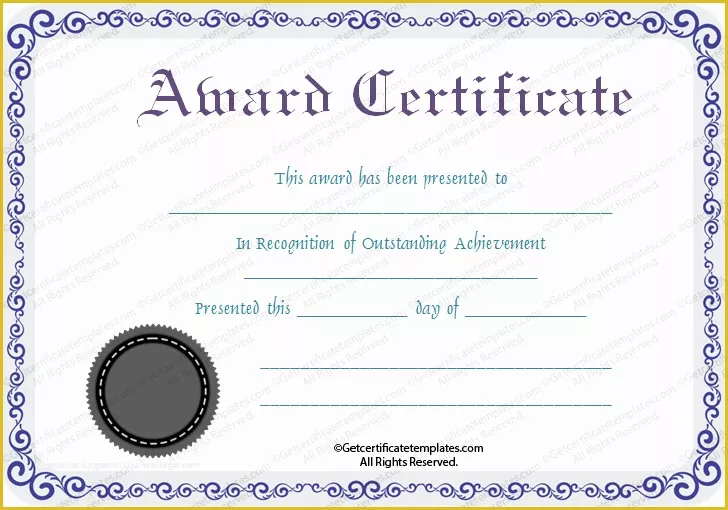 Award Certificate Template Free Of Free Printable Silver Award Certificate Template