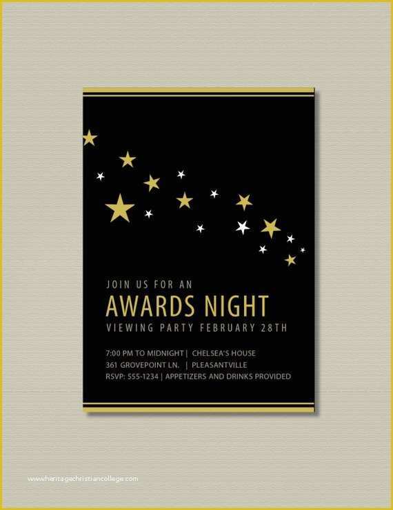 Award Invitation Template Free Of 2016 Oscar Party Printable Invitation Stars