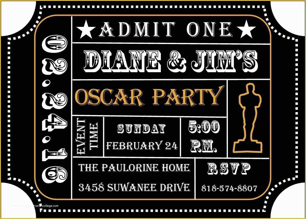 Award Invitation Template Free Of Academy Awards Party Invitations and Oscar Invitations New