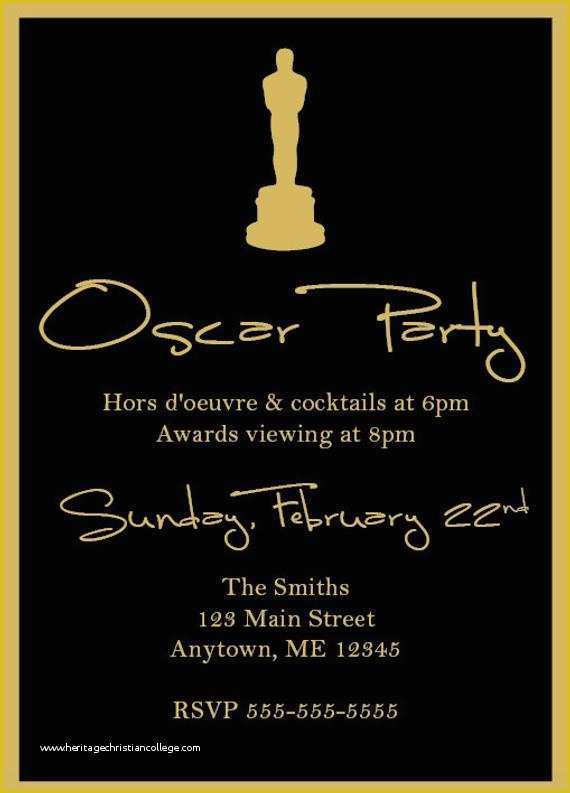 Award Invitation Template Free Of Oscar Party Academy Awards Party Oscar Gold Gold and Black