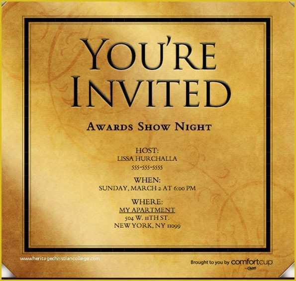 Award Invitation Template Free Of Viewing Party Coffee Bar Evite