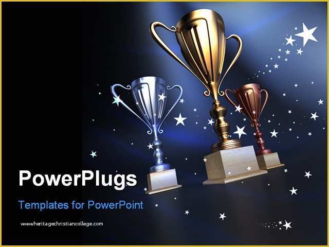 Awards Ceremony Powerpoint Template Free Of Powerpoint Template Gold Silver and Bronze Cups On A Dark