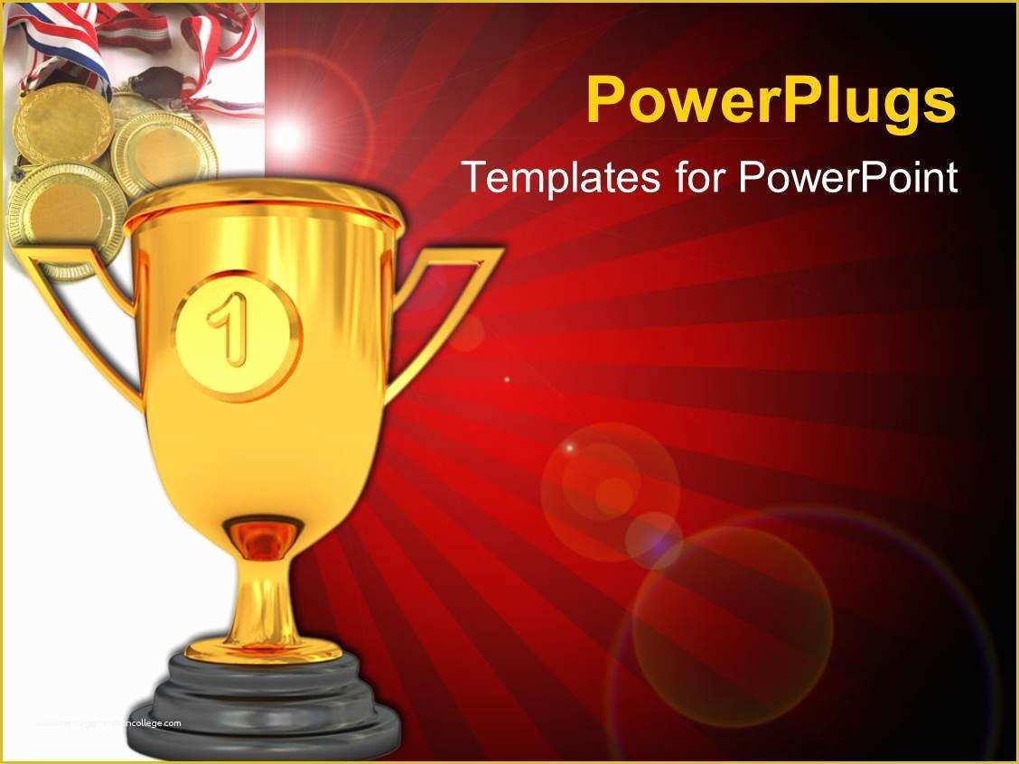 Awards Ceremony Powerpoint Template Free Of Powerpoint Template Golden Trophy Cup with Number One