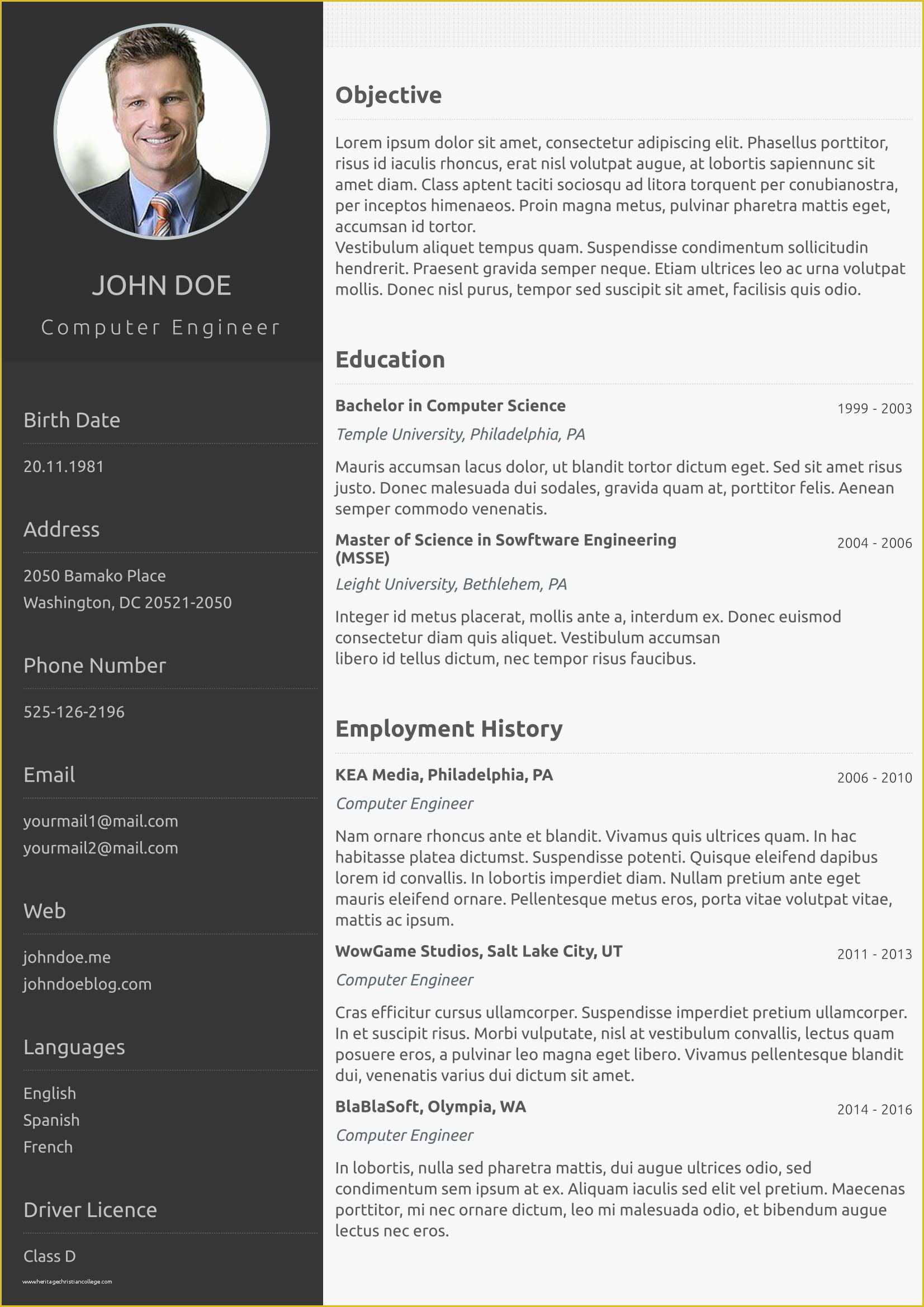 Awesome Resume Templates Free Of E Page Classical Cv Template form Cvzilla Enjoy