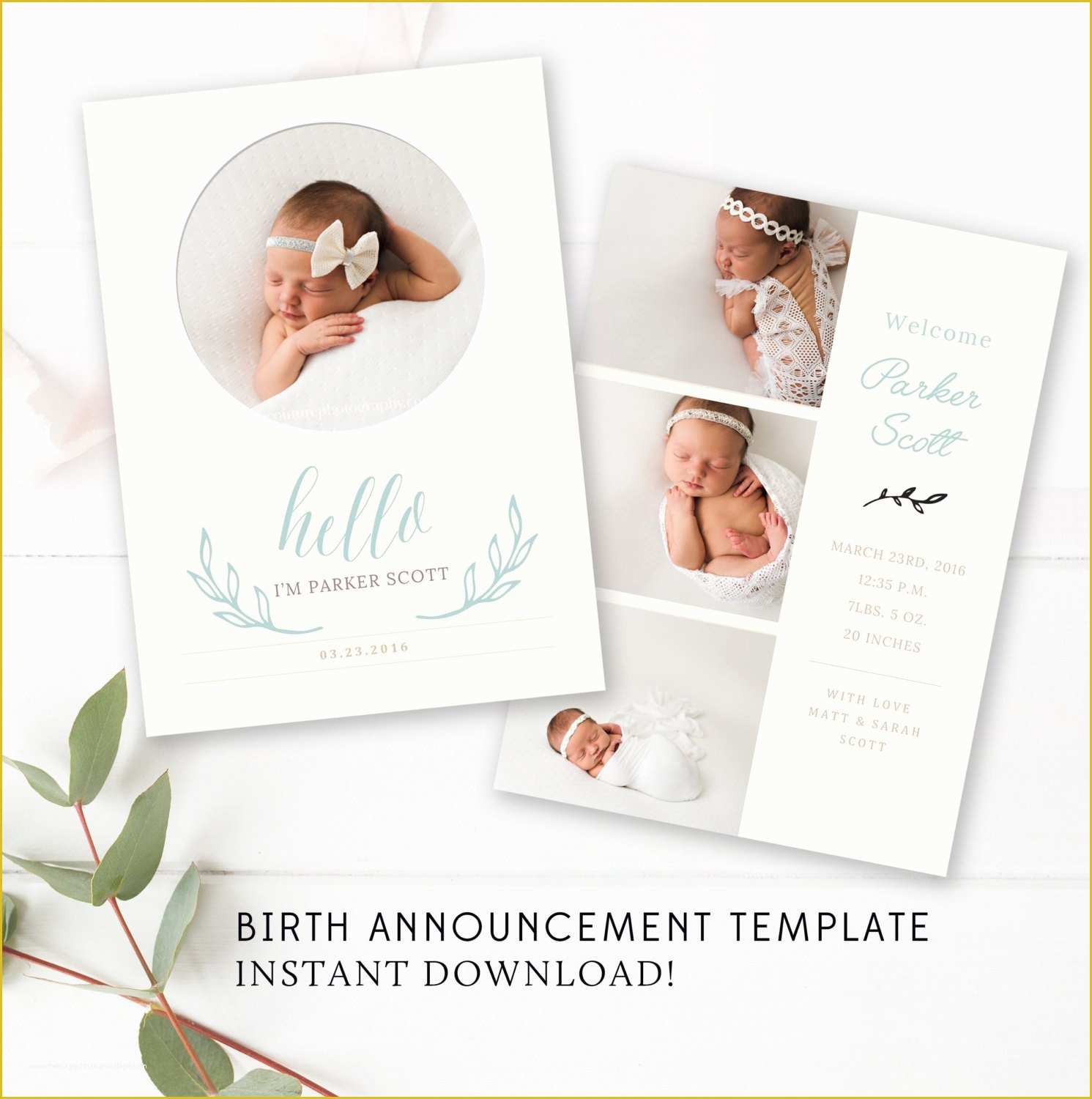 Baby Announcement Cards Free Template Of Baby Birth Announcement Template 5x7 Card Newborn