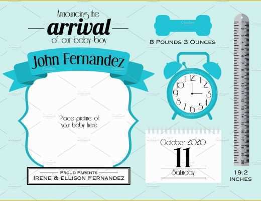 Baby Announcement Cards Free Template Of Baby Boy Announcement Card Template Graphics Creative