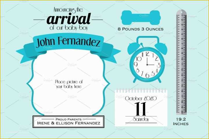 Baby Announcement Cards Free Template Of Baby Boy Announcement Card Template Graphics Creative