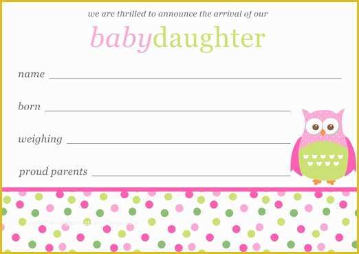 Baby Announcement Cards Free Template Of Baby Girl Birth Announcements Template Free Download