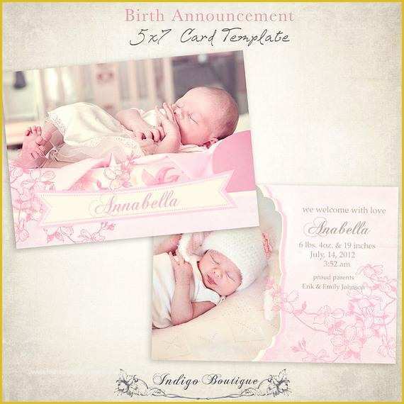 Baby Announcement Cards Free Template Of Birth Announcement Template 7x5 Card by Indigoboutique