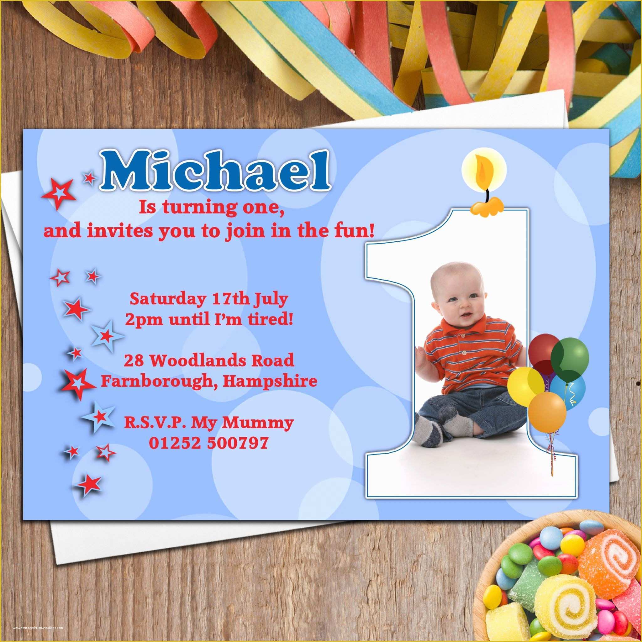 Baby Boy 1st Birthday Invitation Templates Free Of 10 Boys Personalised First 1st Birthday Party Photo