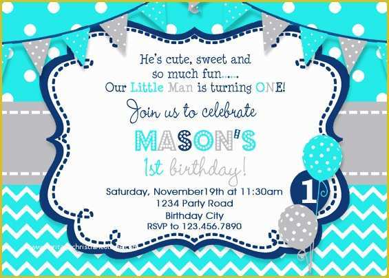Baby Boy 1st Birthday Invitation Templates Free Of Boys Birthday Invitation Boys Party Invitation