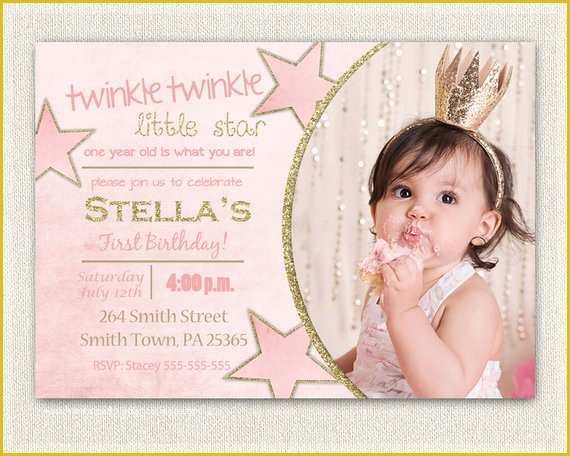 Baby Boy 1st Birthday Invitation Templates Free Of First Birthday Invitation Gold and Pink Princess Invitations