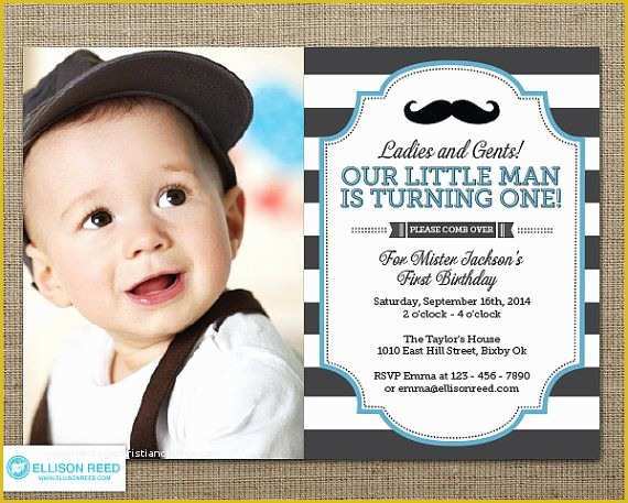 Baby Boy 1st Birthday Invitation Templates Free Of Free Mustache Party Invitations