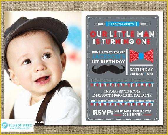 Baby Boy 1st Birthday Invitation Templates Free Of Items Similar to Mustache Invitation Little Man Birthday