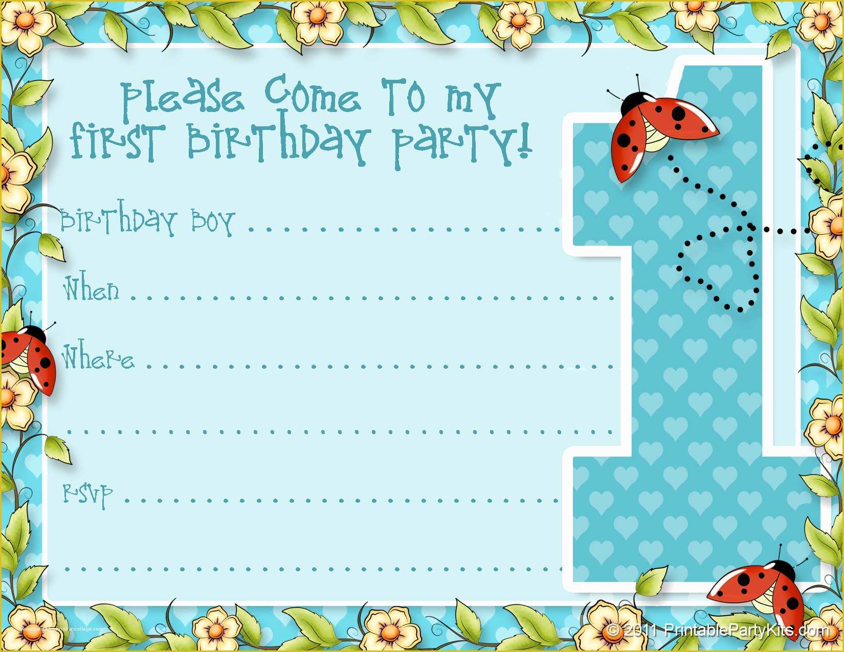 Baby Boy 1st Birthday Invitation Templates Free Of Printable 1st Birthday Party Announcements Printable