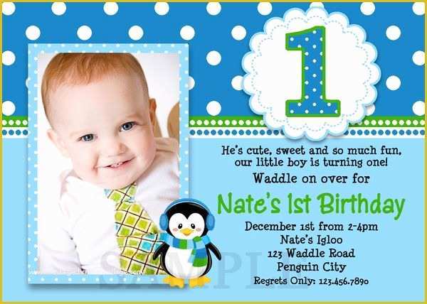 Baby Boy 1st Birthday Invitation Templates Free Of Printable Birthday Invitations Little Boys Penguin Party