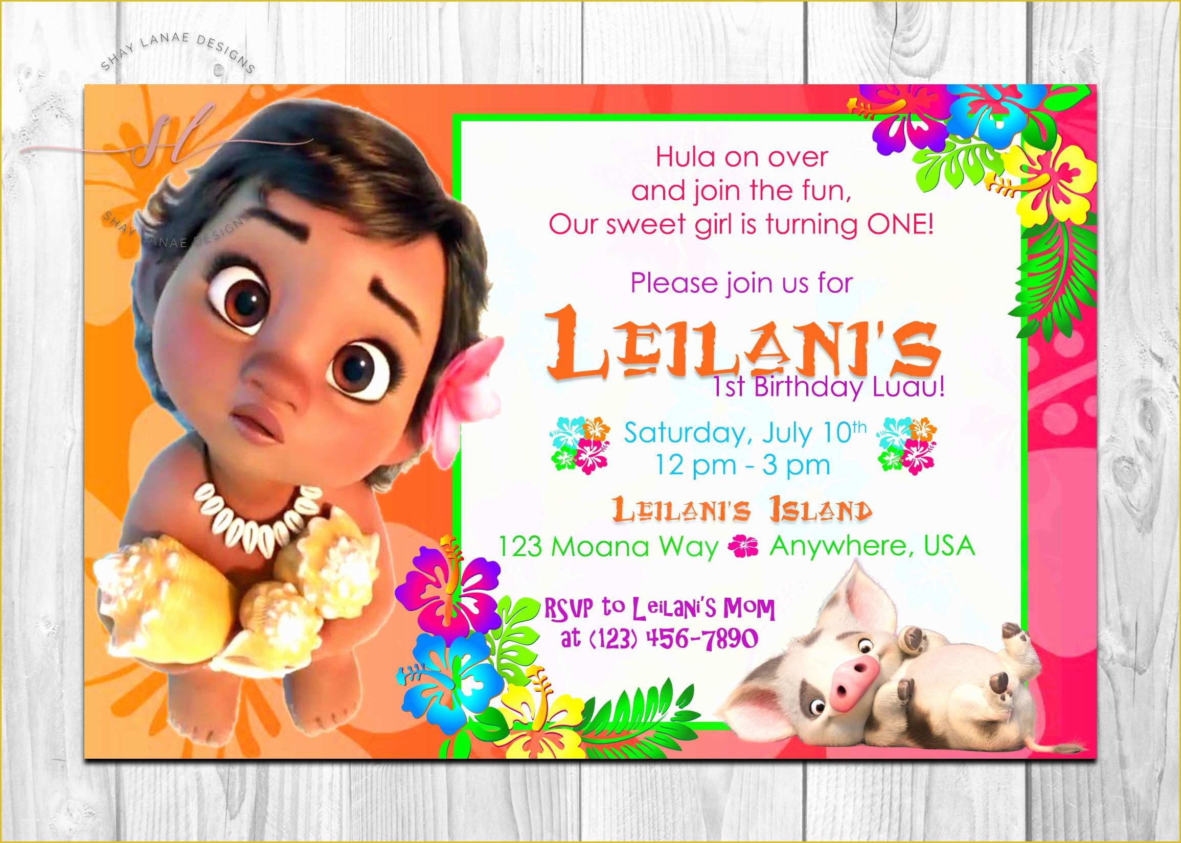 Baby Moana Invitation Template Free Of Baby Moana Birthday Invitation