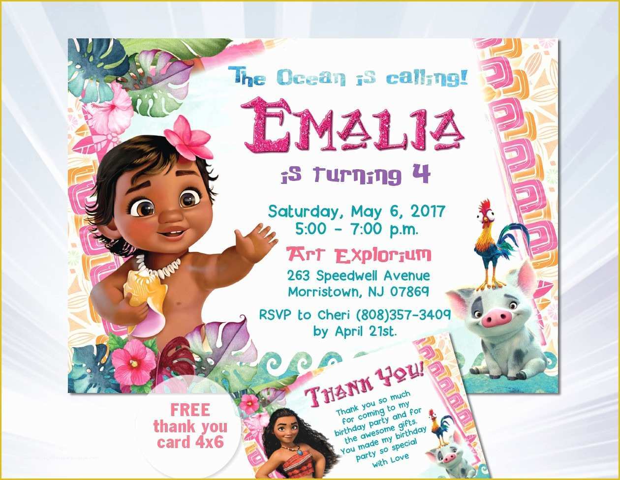 Baby Moana Invitation Template Free Of Baby Moana Birthday Invitation Template Moana Birthday