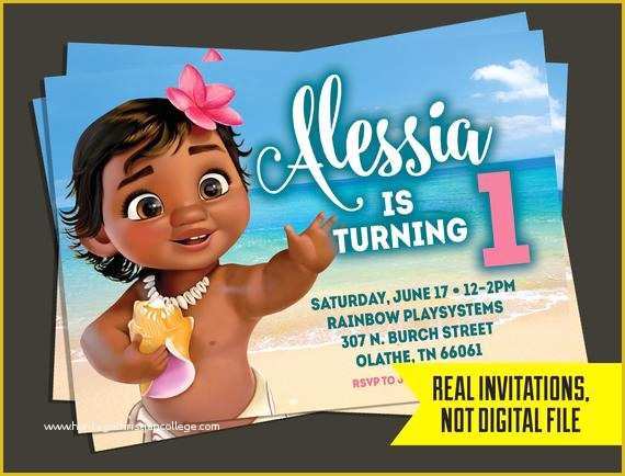 Baby Moana Invitation Template Free Of Baby Moana Invitation Baby Moana Birthday Invitation