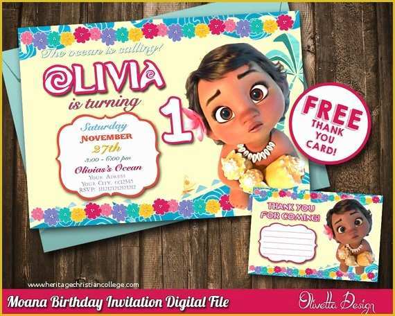 Baby Moana Invitation Template Free Of Baby Moana Invitation Baby Vaiana Invitation Printable