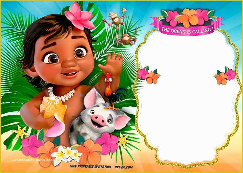 Baby Moana Invitation Template Free Of Free Moana Birthday Invitation Template