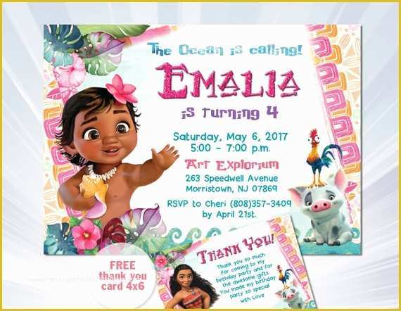 Baby Moana Invitation Template Free Of Moana Birthday Invitation Baby Moana Invitation Baby Moana