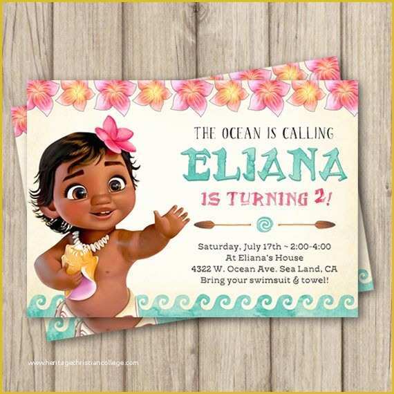 Baby Moana Invitation Template Free Of Moana Birthday Invitation Baby Moana Invitation Baby