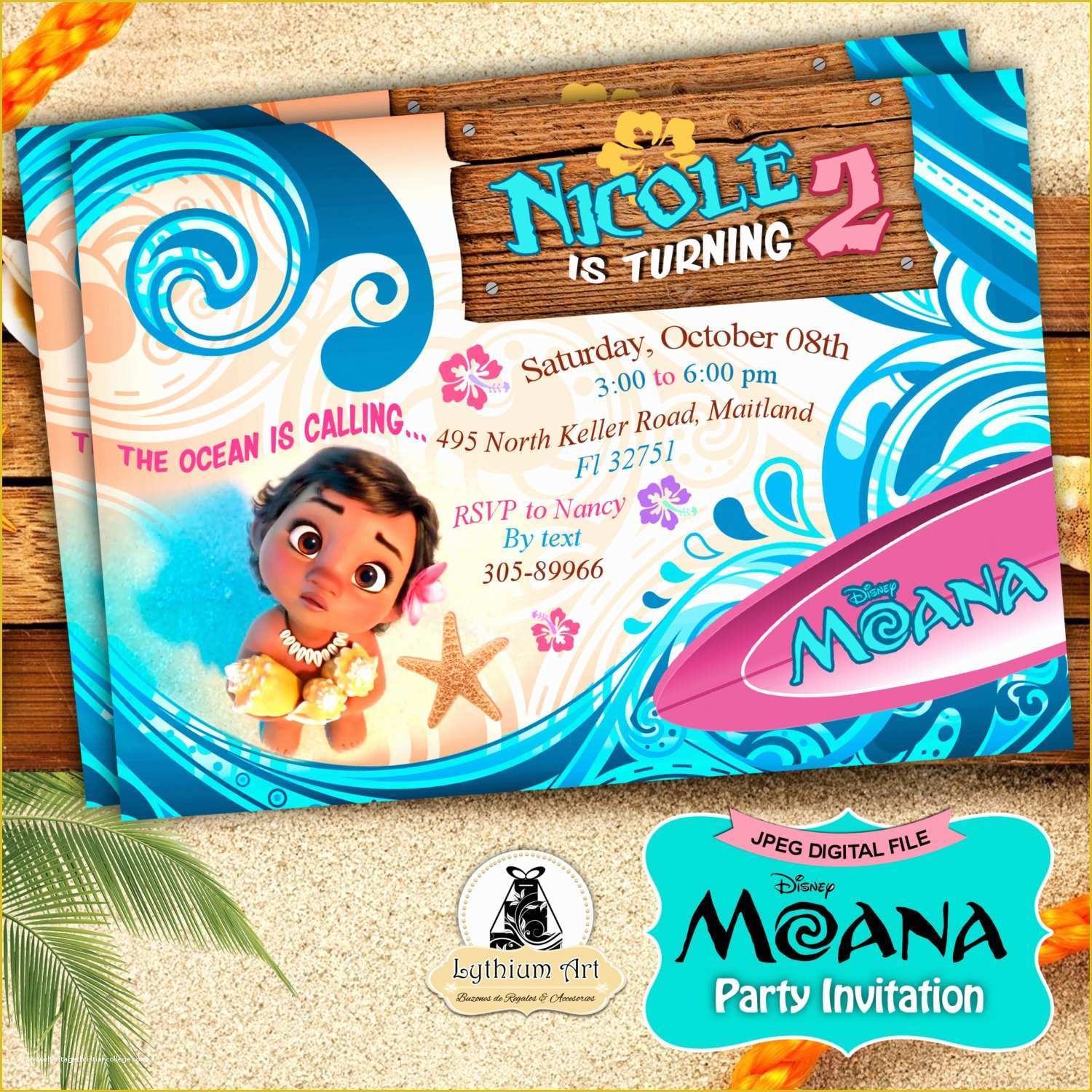 Baby Moana Invitation Template Free Of Moana Invitation Moana Party Invitation Moana Birthday