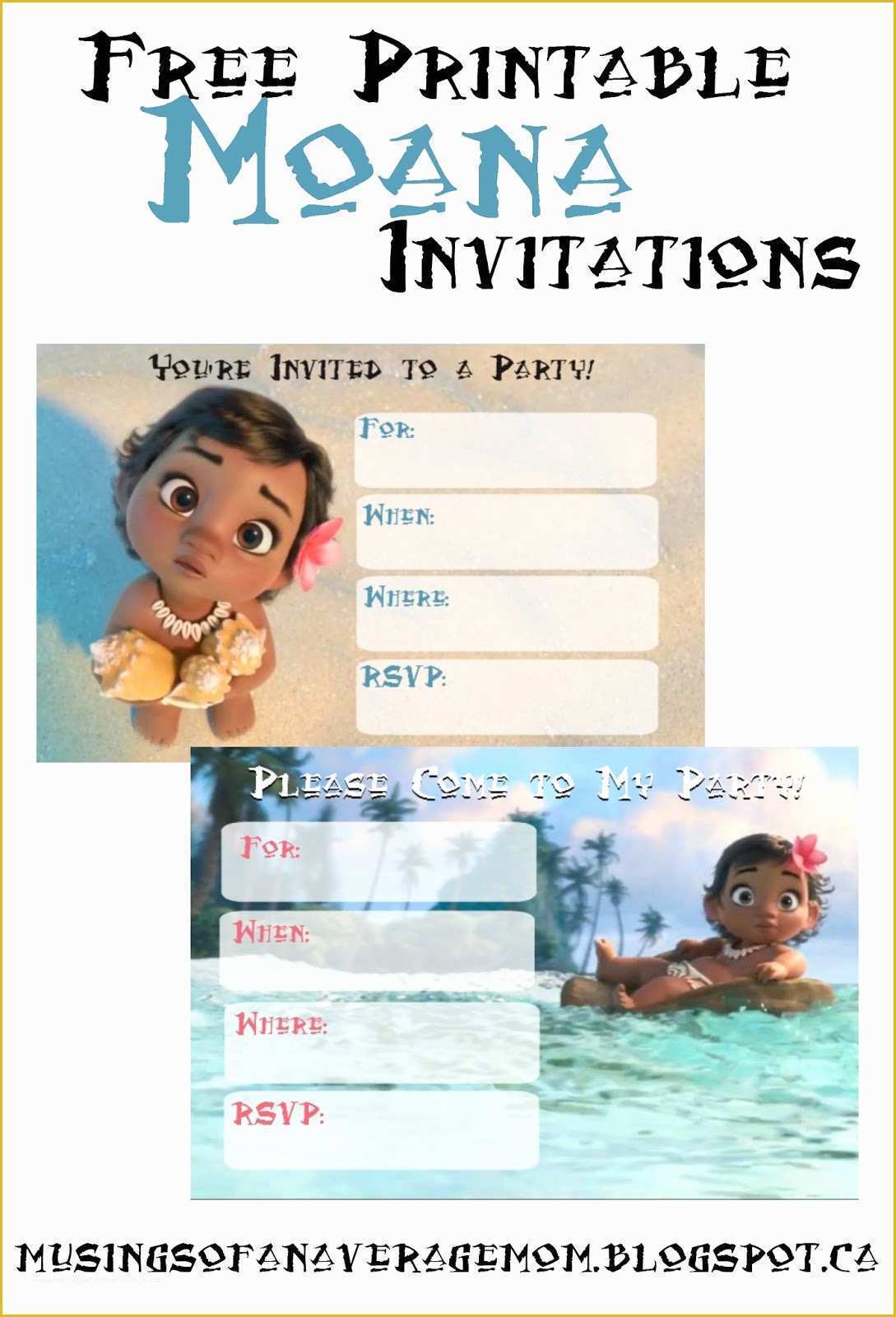 Baby Moana Invitation Template Free Of Musings Of An Average Mom Free Printable Moana Invitations