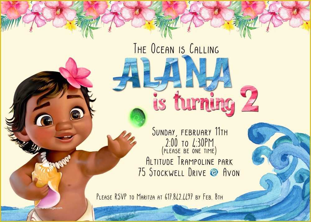 Baby Moana Invitation Template Free Of Paperfoxprints — Baby Moana Birthday Invitation