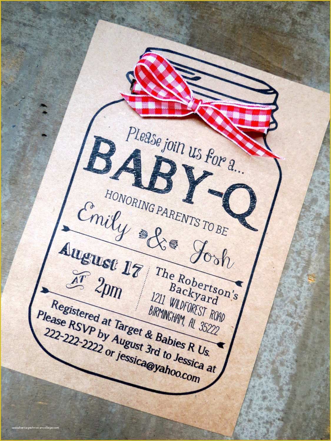 Baby Q Invitations Templates Free Of Baby Q Baby Shower Invitation and Envelopes Kraft Brown Bag