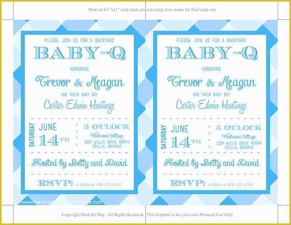 Baby Q Invitations Templates Free Of Baby Q Baby Shower Invitation Template by Paintthedaydesigns