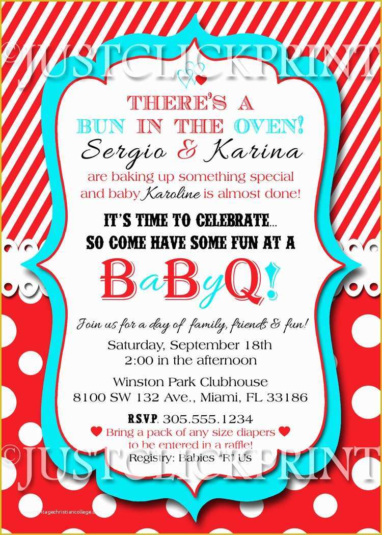 Baby Q Invitations Templates Free Of Bun In the Oven Baby Shower Bbq Invitation Printable