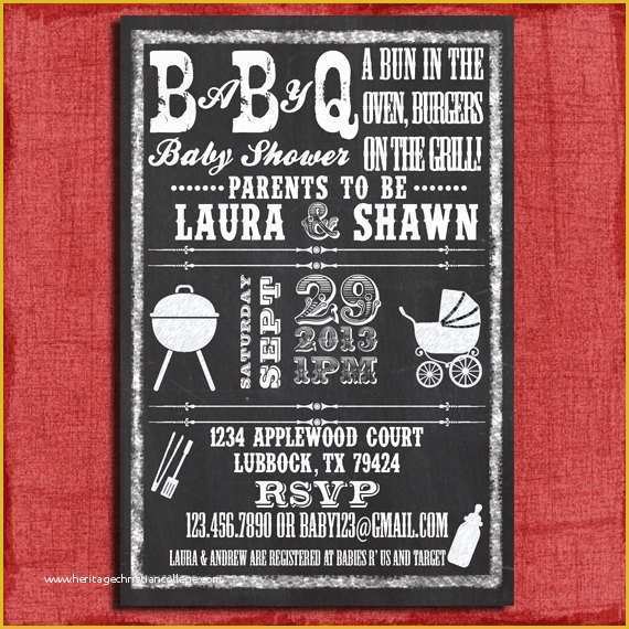 Baby Q Invitations Templates Free Of Printable Baby Q Bbq Baby Shower Chalkboard Style 4x6 or 5x7