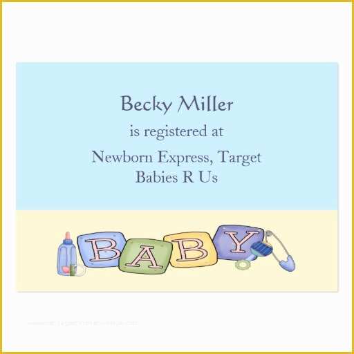 Baby Registry Card Template Free Of Baby Blocks Baby Shower Registry Cards Business