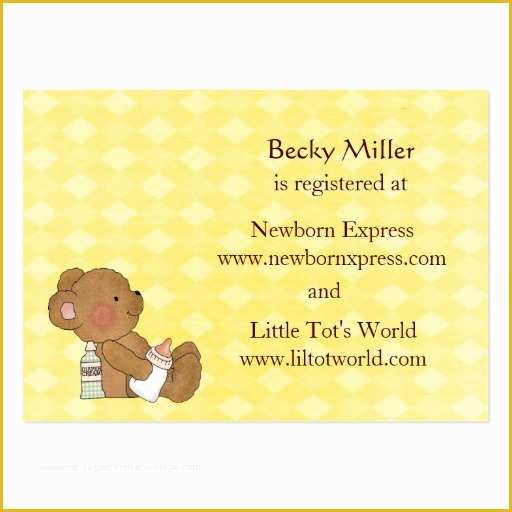 Baby Registry Card Template Free Of Brown Bear Baby Shower Registry Card Set Business