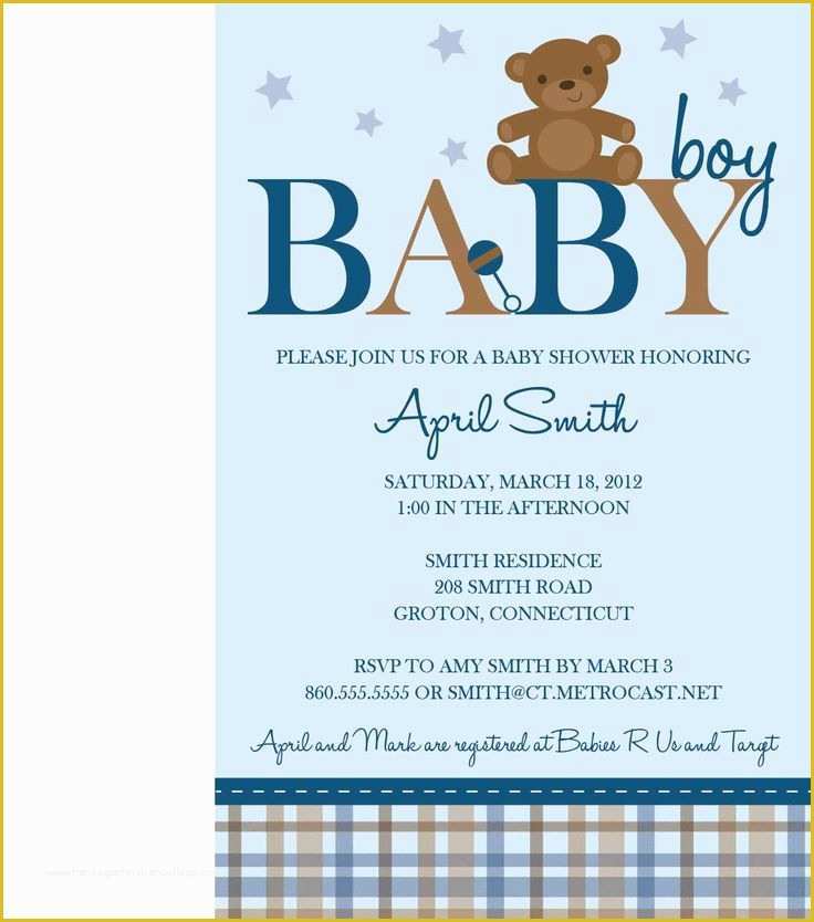 Baby Shower Boy Invitation Templates Free Of Teddy Bear Baby Shower Templates
