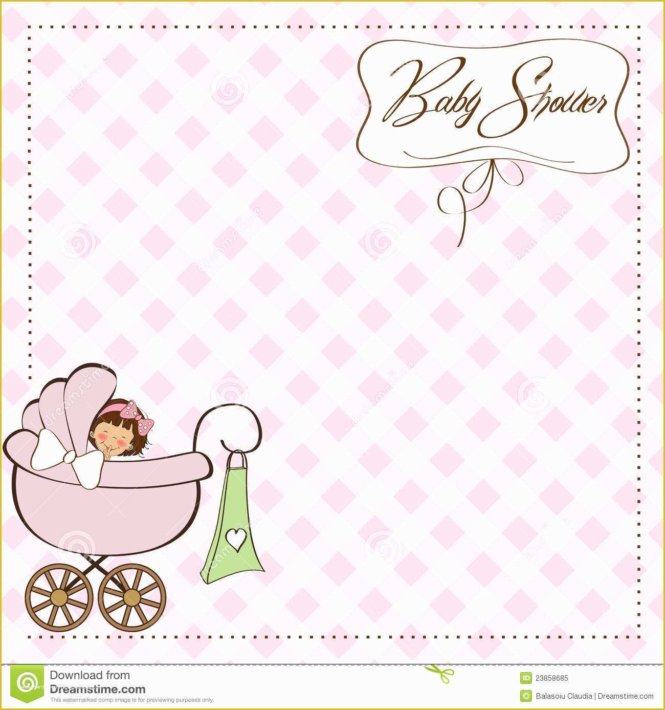 Baby Shower Card Template Free Of Baby Girl Announcement Card Stock Vector Illustration Of