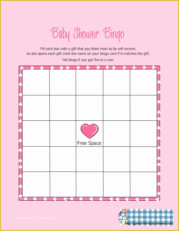 Baby Shower Card Template Free Of Baby Shower Bingo Printable Blank