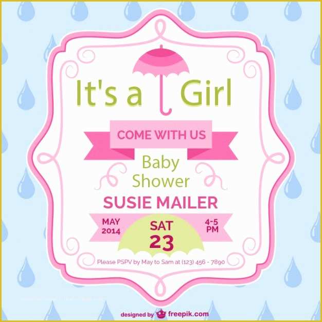Baby Shower Card Template Free Of Baby Shower Girl Card Template Design Vector