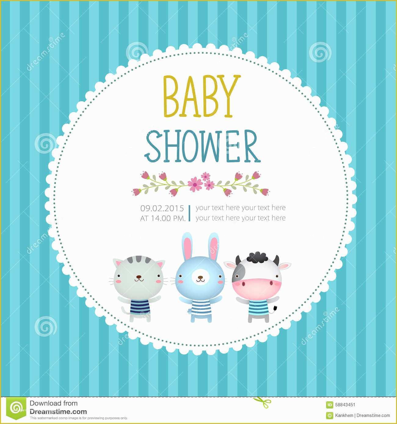 Baby Shower Card Template Free Of Baby Shower Invitation Card Template Blue Background Stock